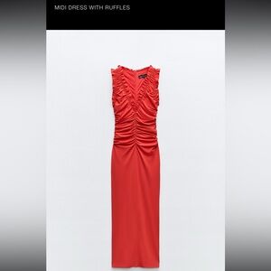 Zara- MIDI DRESS WITH RUFFLES